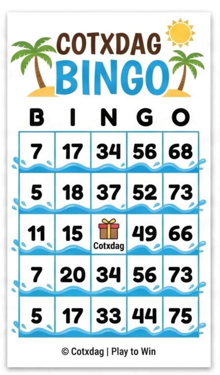 COTXDAG Summer Beach Bingo Game Card - Tropical Party Play Sheet