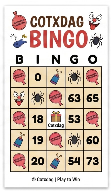 COTXDAG Funny Prank Bingo Game Card - Whoopee Cushion Party Sheet