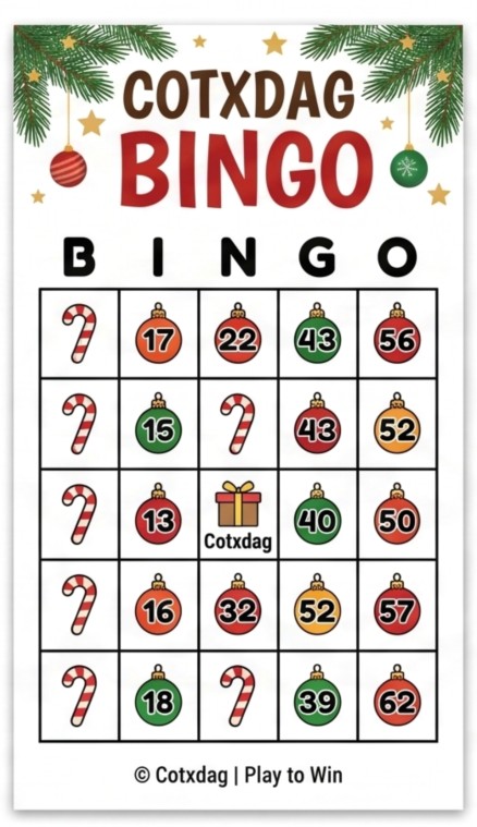 COTXDAG Christmas Bingo Game Card - Holiday Party Activity Sheet