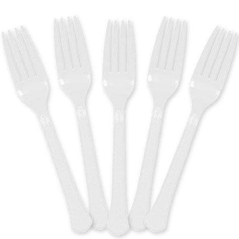 COTXDAG Frosty White Plastic Forks - 20ct